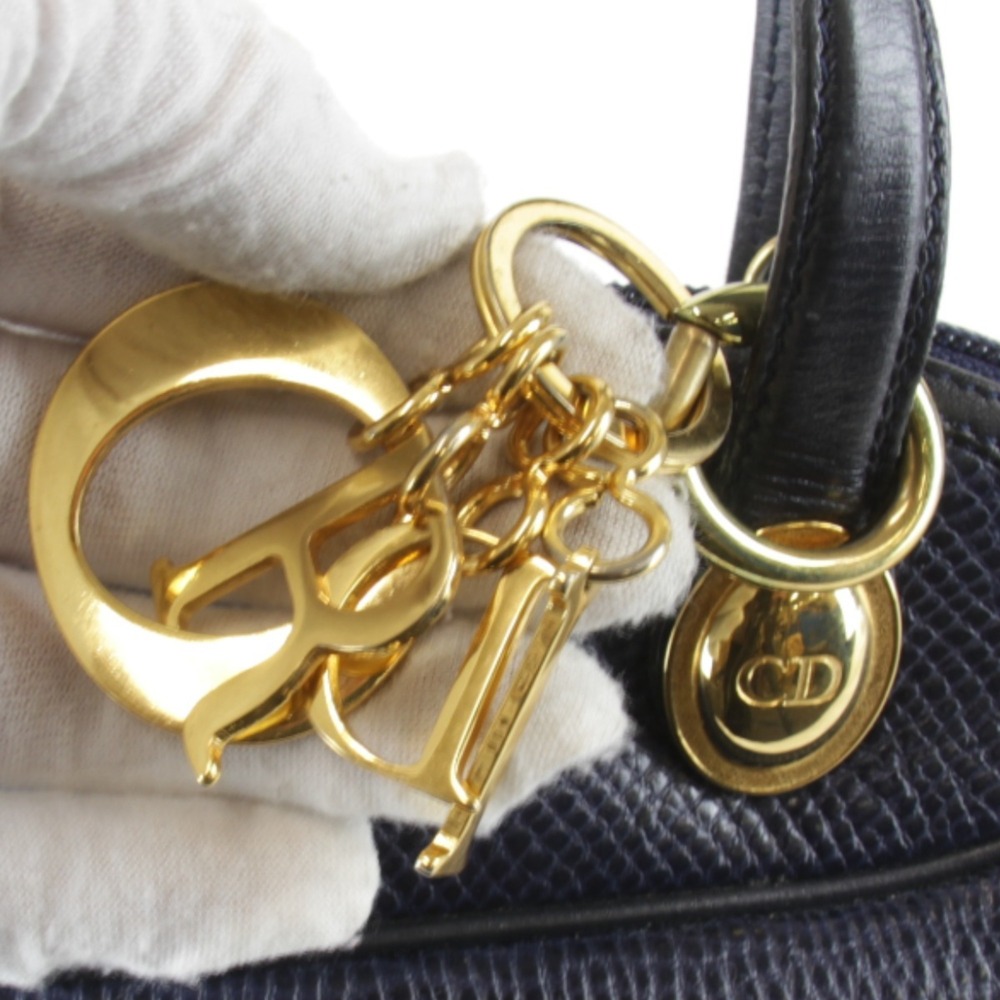 Christian Dior 2-way Mini Shoulder Bag, Leather, Navy, Women's - Picture 5 of 12